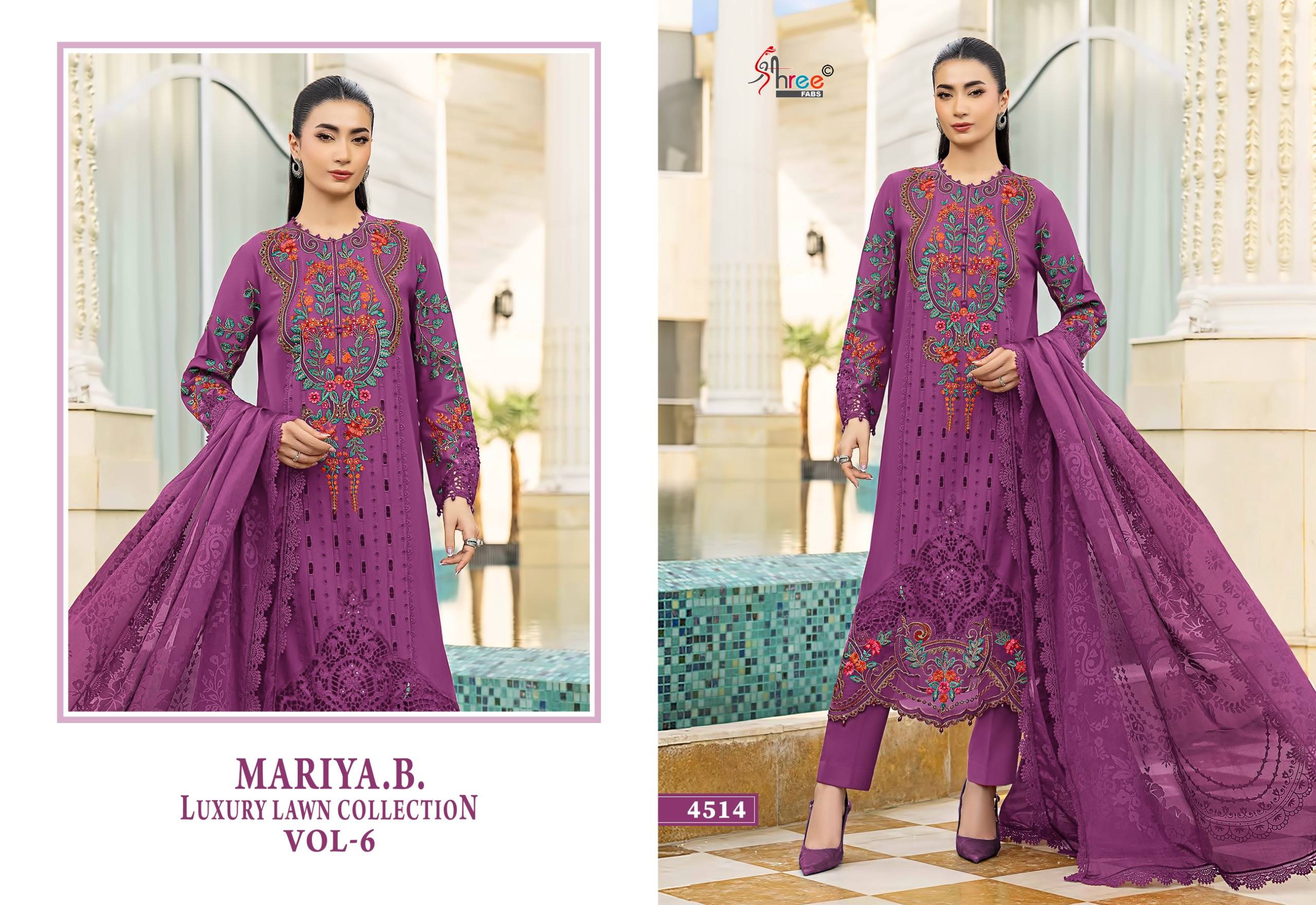 MARIYA B LUXURY LAWN COLLECTION VOL-6 By Shree Fabs Indian Traditional casual wear Pakistani pure cotton dresses At Wholesale Price